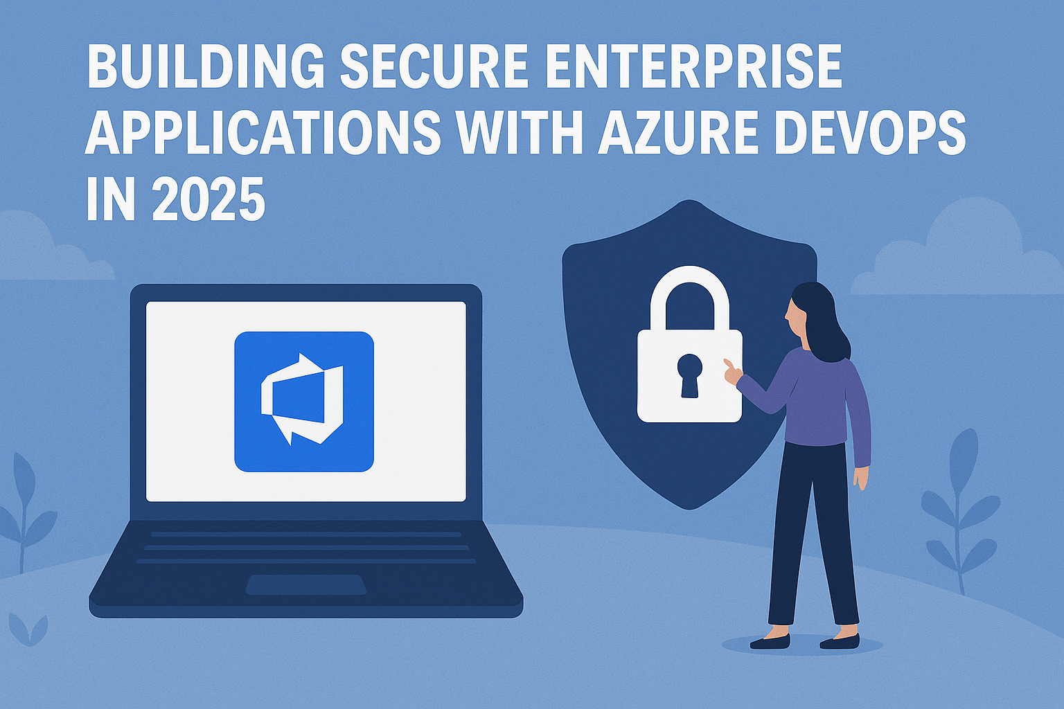 Enterprise application security workflow using Azure DevOps CI/CD and compliance tools illustration