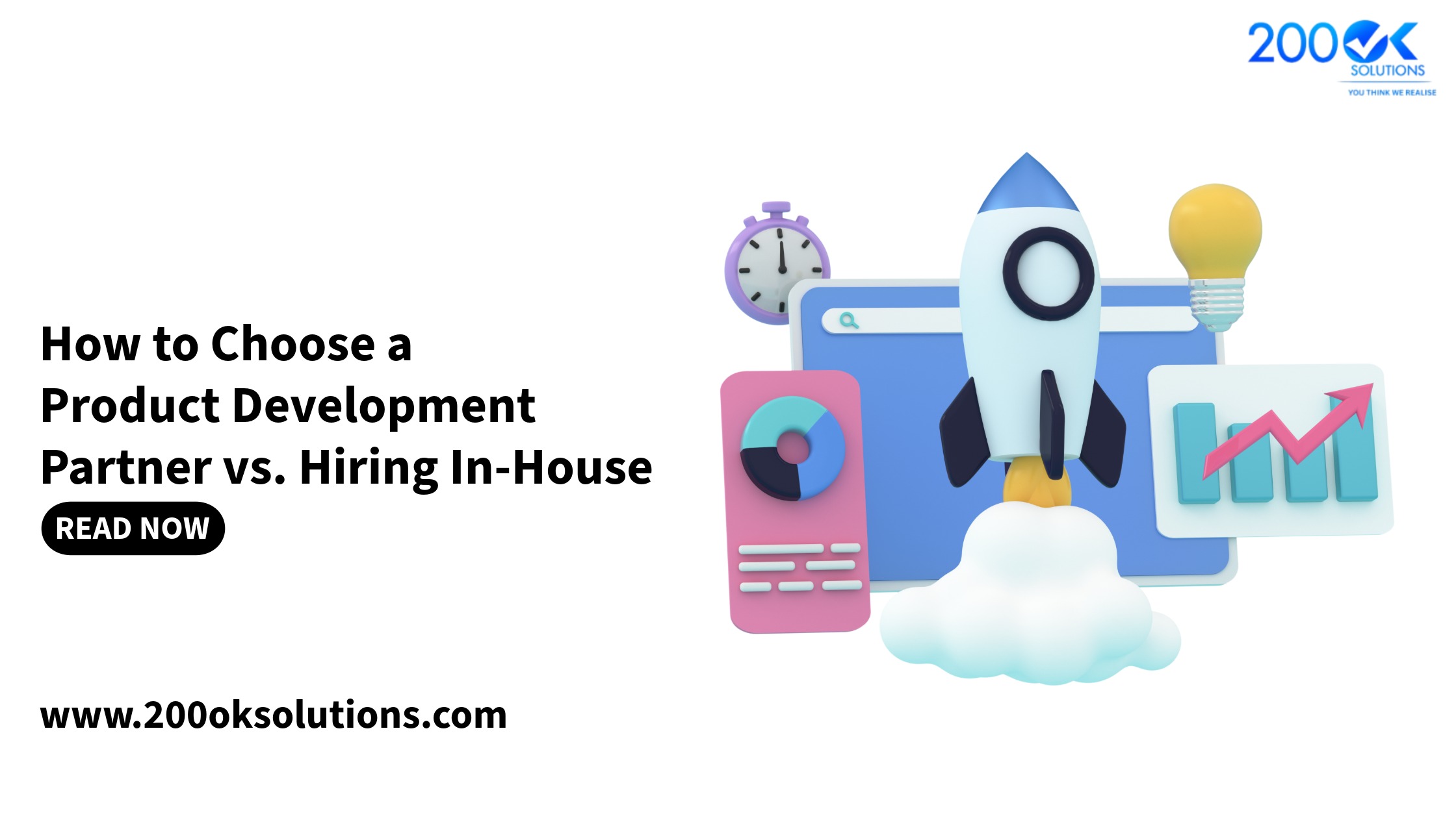 How to choose a product development partner vs hiring an in-house team illustration with startup growth visuals